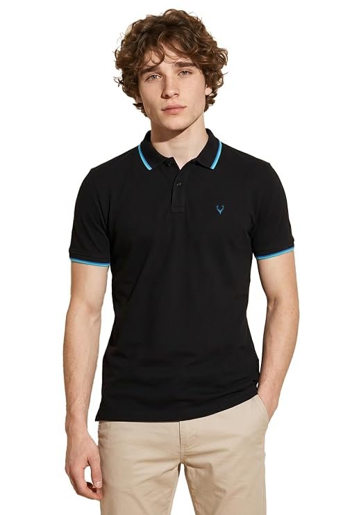 Allen Solly Men’s Solid Polo T‑Shirt | Regular Fit | Premium Cotton | Contrast Tipping Collar | Smart Casual Wear - Image 3