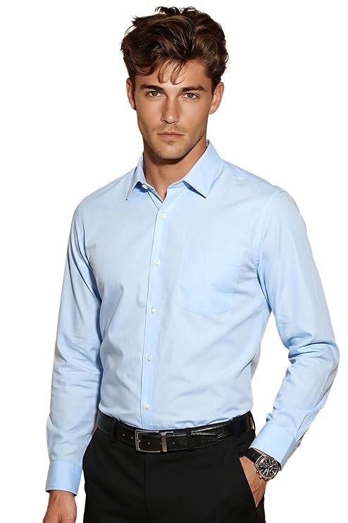 Peter England Men's Everyday Solid Slim Fit Full Sleeve Formal Shirt | Cotton-Rich