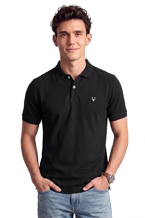 Allen Solly Men’s Polo T‑Shirt | Comfortable Rich Cotton Blend, Band Collar, Regular Fit | Stylish & Premium All Day Weari